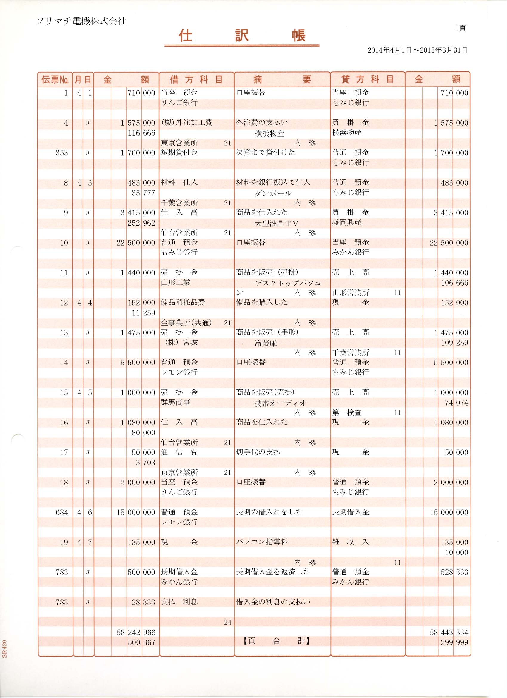 SR4201 仕訳帳